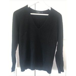 Theory Women's Black Cashmere V-Neck Long Sleeve Sweater Size Small